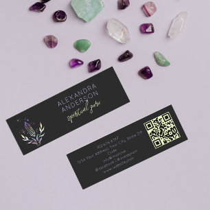 Holografische Spirituele Crystal Mystic Black QR-c Mini Visitekaartje