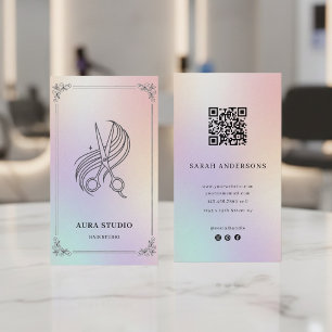 Holografische Visagistkaart met QR-code Visitekaartje