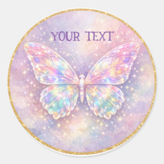 Holografische Vlinder Aura Ronde Sticker