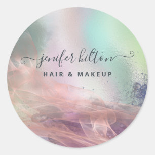Holografische waterverf elegant abstracte handteke ronde sticker