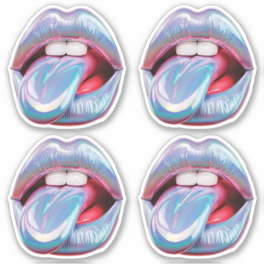 Holografische zilveren mond sticker (Voorkant)