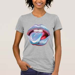 Holografische zilveren mond t-shirt