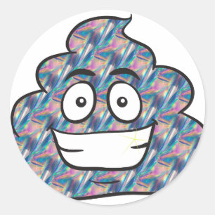 hologram poop emoji ronde sticker