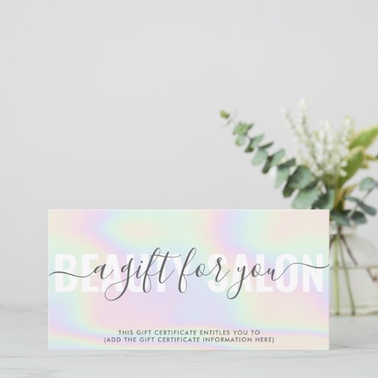 Hologramme élégant unicorne arc-en-ciel carte cade (Debout devant)