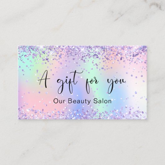 Hologramme rose violet code QR certificat cadeau (Devant)