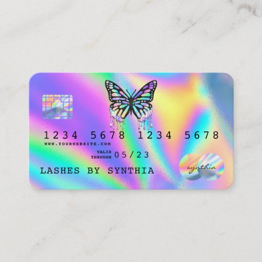 Holograph Butterfly Modern Credit Kaart Style Visitekaartje (Voorkant)