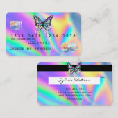 Holograph Butterfly Modern Credit Kaart Style Visitekaartje (Voorkant / Achterkant)