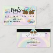 Holograph Credit Kaart Nail Tech manicure Visitekaartje (Voorkant / Achterkant)
