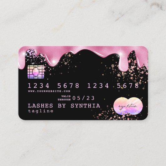 Holograph Folie Splash Credit Kaart modern girly Visitekaartje (Voorkant)