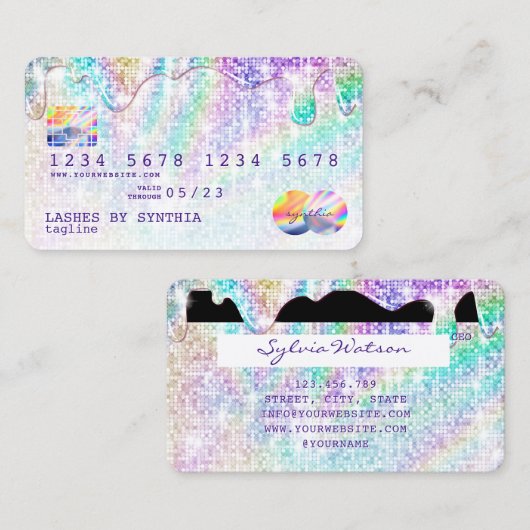 Holograph gouden glitter disco Modern Credit Kaart Visitekaartje (Voorkant / Achterkant)