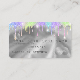 Holograph Silver Unicorn Dripping Credit Kaart Las Visitekaartje