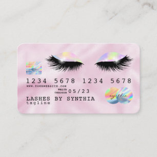 Holograph Unicorn Pink Credit Kaart wimpers Visitekaartje