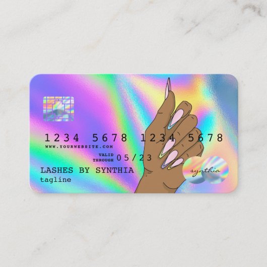 Holographe Carte de crédit Nail Tech ajouter le lo (Devant)