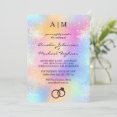 Holographe moderne Faire-part de mariage Monogramm (Debout devant)