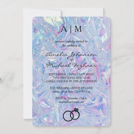 Holographe moderne Faire-part de mariage Monogramm (Devant)