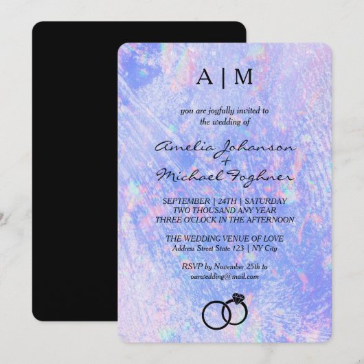 Holographe moderne Faire-part de mariage Monogramm (Devant / Derrière)