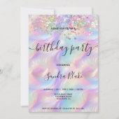 Holographe moderne Girly tendance Invitation d'ann (Devant)