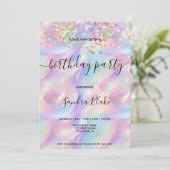 Holographe moderne Girly tendance Invitation d'ann (Debout devant)