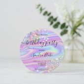 Holographe moderne Girly tendance Invitation d'ann (Debout devant)