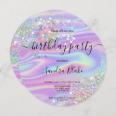 Holographe moderne Girly tendance Invitation d'ann (Devant / Derrière)