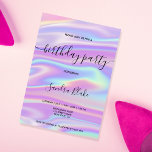 Holographe moderne Girly tendance Invitation d'ann<br><div class="desc">Obtenez un peu de glamour à votre douce fête d'anniversaire de 16 ans pour votre fille brillante avec cette mignonne invitation girly moderne et tendance avec arrière - plan holographe</div>