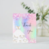 Holographe rose blanc carte de remerciements (Debout devant)