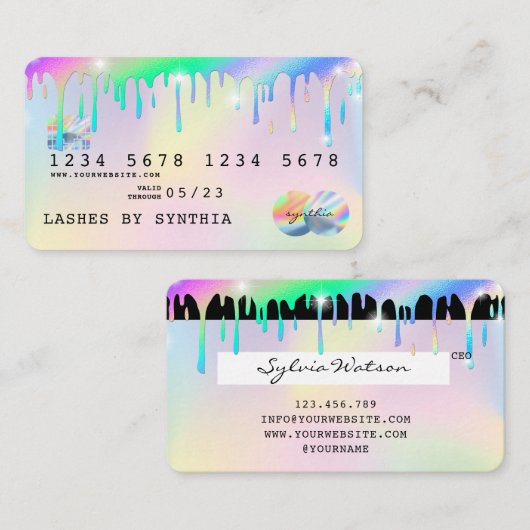 Holographe Unicorn Lashes de carte de crédit de sé (Devant / Derrière)