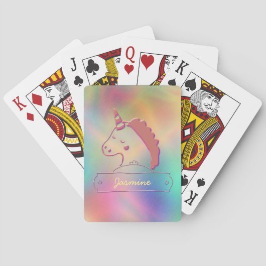 Holographic 3D Unicorn Custom Name   Pokerkaarten (Achterkant)