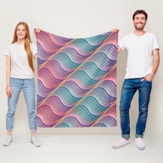 Holographic 3D Waves Illusion | Seamless  Fleece Deken (In situ)