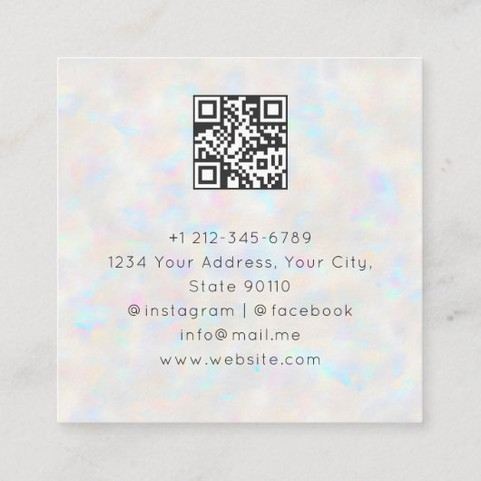 Holographic Arch Celestial Crescent Moon QR Code Vierkante Visitekaartje (Achterkant)