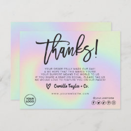 Holographic Custom Logo Package Insert & Customer Bedankkaart