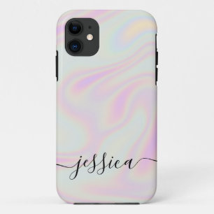 Holographic Elegant Script Name iPhone 11 Hoesje