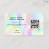 Holographic Elegant Script QR Code Social Media Visitekaartje (Achterkant)