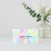 Holographic Elegant Script QR Code Social Media Visitekaartje (Staand voorkant)