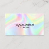 Holographic Elegant Script QR Code Social Media Visitekaartje (Voorkant)