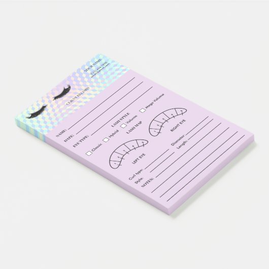Holographic Eyelash Client Record Form Post-it® Notes (Schuin)