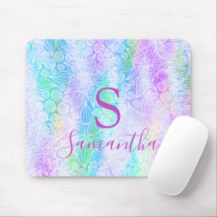 Holographic Girly Monogrammed Iridescent Muismat