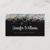 Holographic Glitter Custom Qr Code Black Visitekaartje (Voorkant)