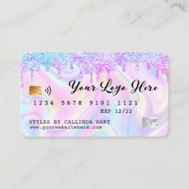 Holographic Glitter Drip VIP Loyalty Credit Style  Visitekaartje