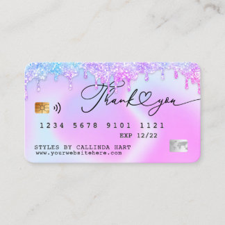 Holographic Glitter Drip VIP Loyalty Credit Style Visitekaartje