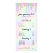 Holographic glitter drips glam lounge service menu (Voorkant)