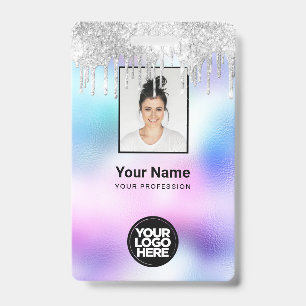 Holographic Glitter Drivers Employee Photo Logo Na Badge