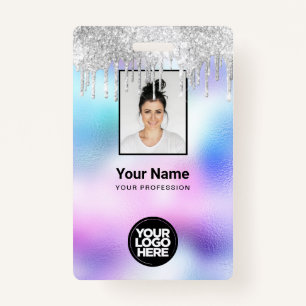 Holographic Glitter Drivers Employee Photo Logo Na Badge