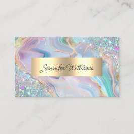 Holographic Glitter Gold Foil Purple Marble Agate Visitekaartje