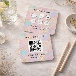 Holographic Glitter Loyalty Card Stamp Card QR Cod Vierkante Visitekaartjes