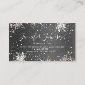 Holographic Glitter Makeup Artist Elegant Black Visitekaartje (Achterkant)