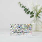 Holographic Glitter Makeup Artist QR Code Black Visitekaartje (Staand voorkant)