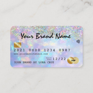 Holographic Glitter Opal Business VIP-creditcard Visitekaartje