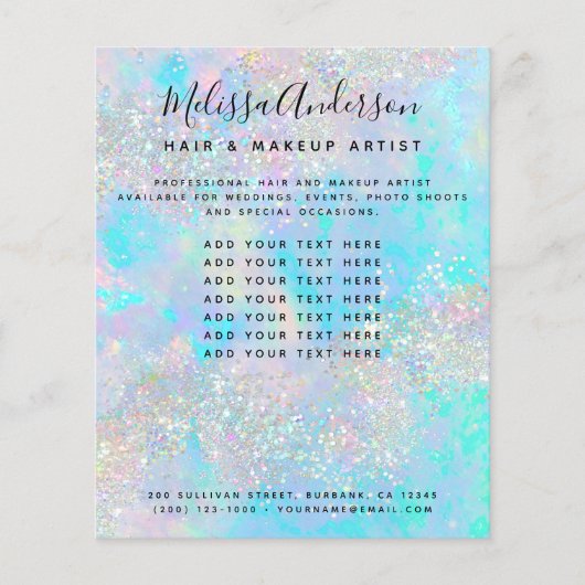 Holographic Glitter Opal Iridescent Business Flyer (Voorkant)