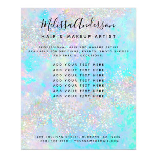 Holographic Glitter Opal Iridescent Business Flyer